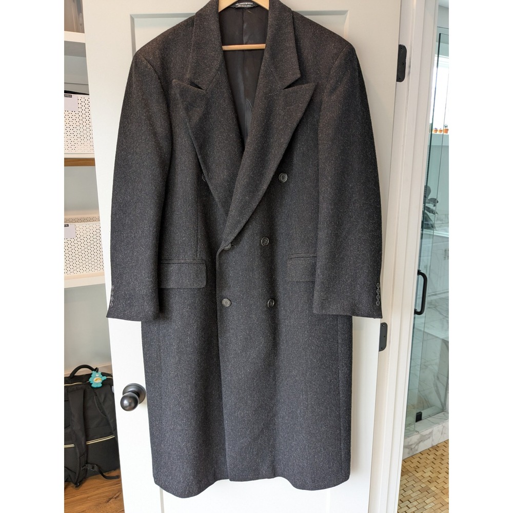 Christian Dior Monsieur Gray 100% Wool Double Breasted Overcoat USA 48R READ